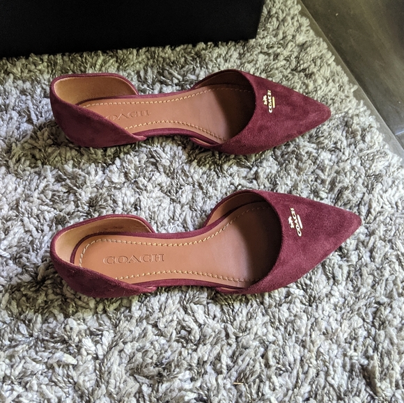 Coach wine suede pointed toe flats - Picture 5 of 10